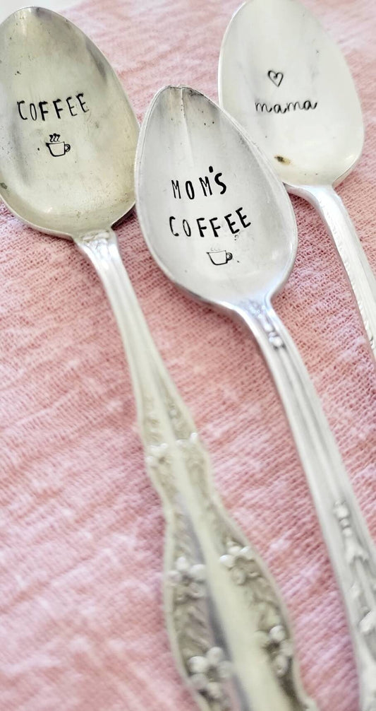 mama gift,gift for new mama,gift for mom,mothers day gift,coffee gift for mom,vintage spoon for mom