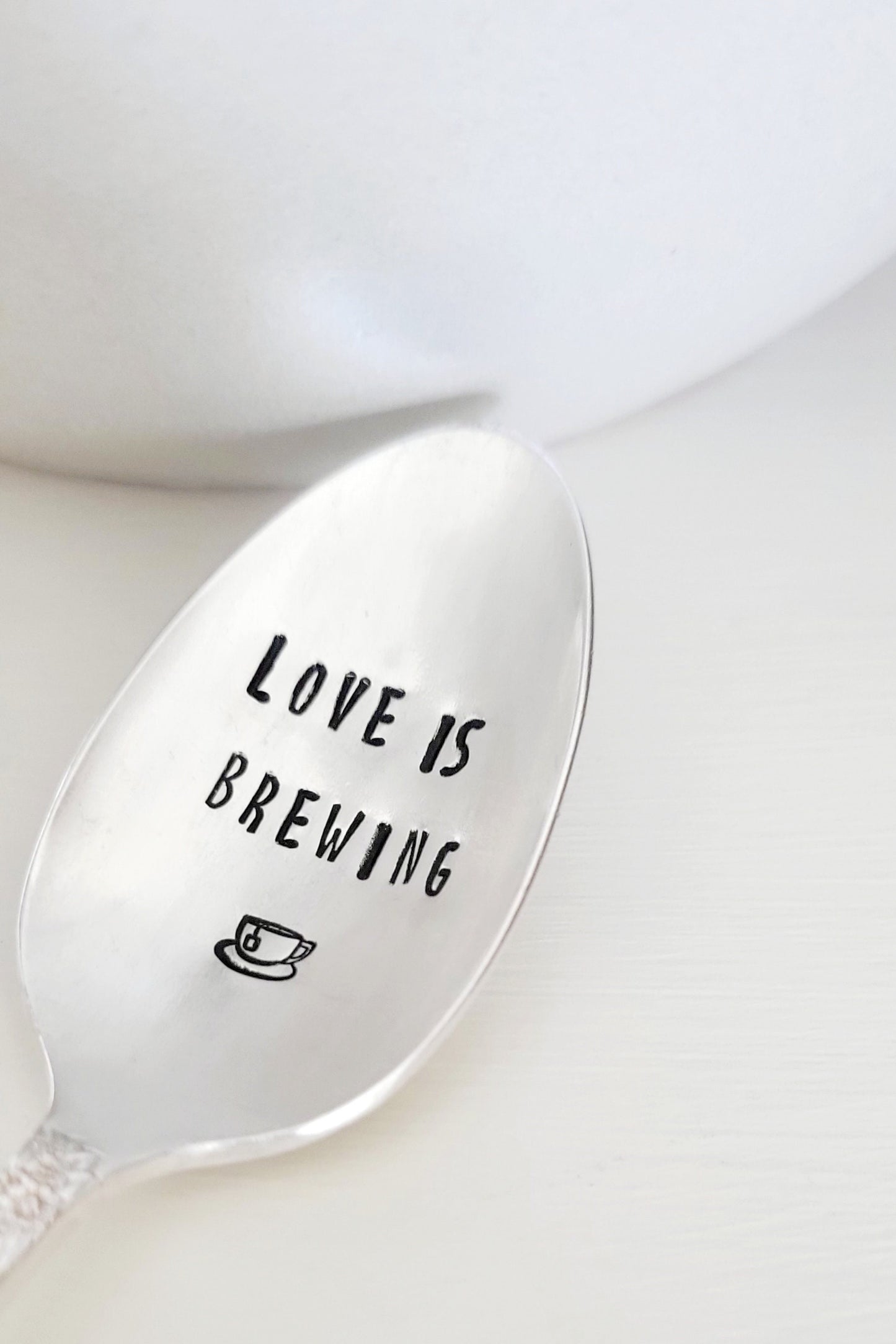 love is brewing,coffee spoon,coffee gift,tea gift,tea spoon,vintage spoon,tea gift,coffee gift,vintage gift,vintage stamped spoon,vintage coffee spoon,vintage tea spoon