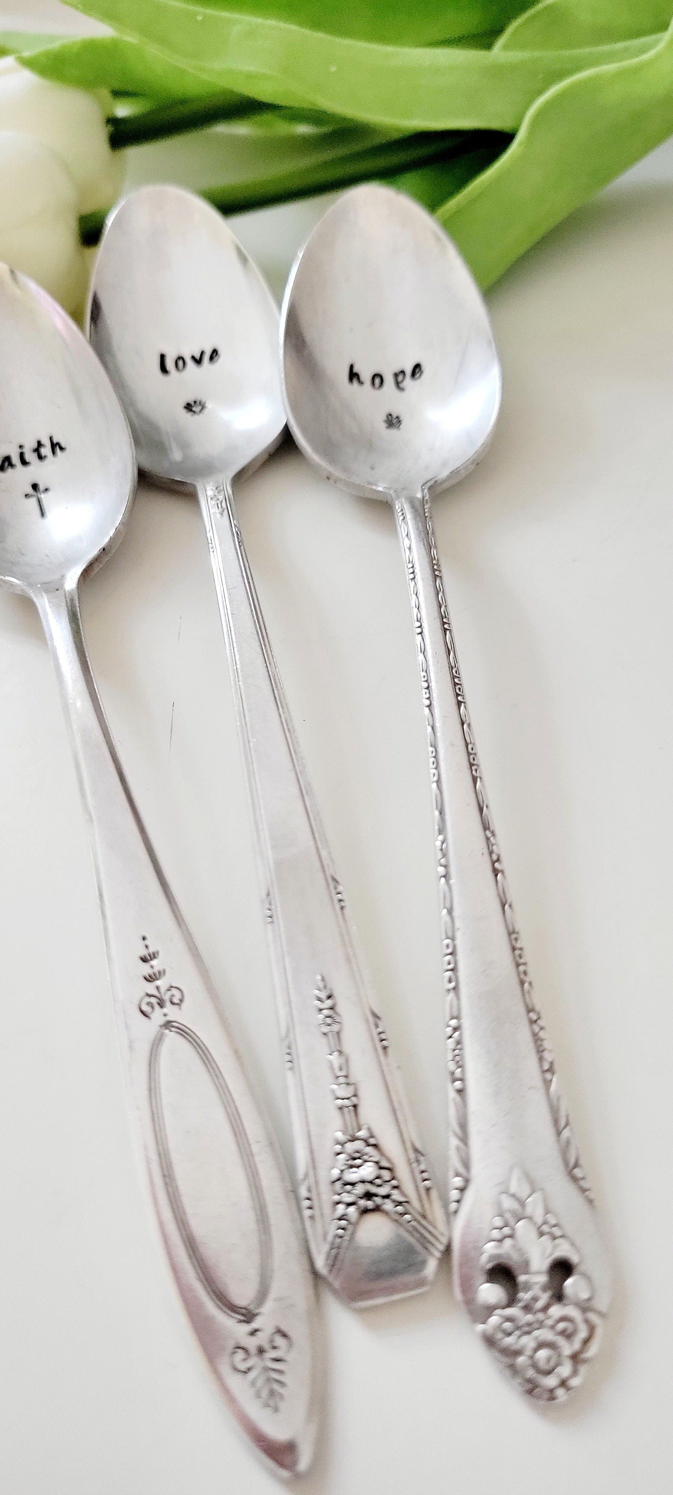 Set of Faith Hope And Love Vintage Silver Plated Teaspoons,Faith based gift,coffee lover gift,faith gift,gift for mom,gift for wife,