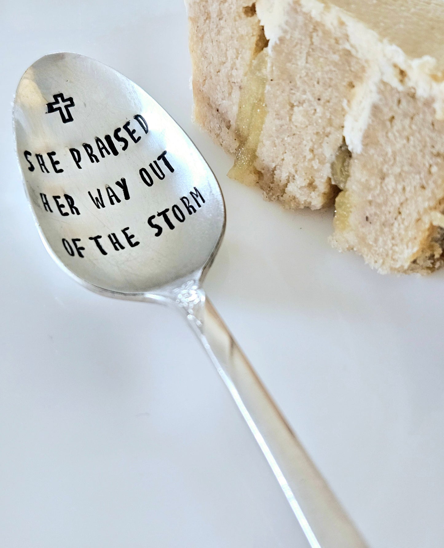 Vintage Teaspoon,Gift for mom, gift for wife,gift for grandmother,gift for tea lover,gift for her, She Praised Him In The Storm vintage