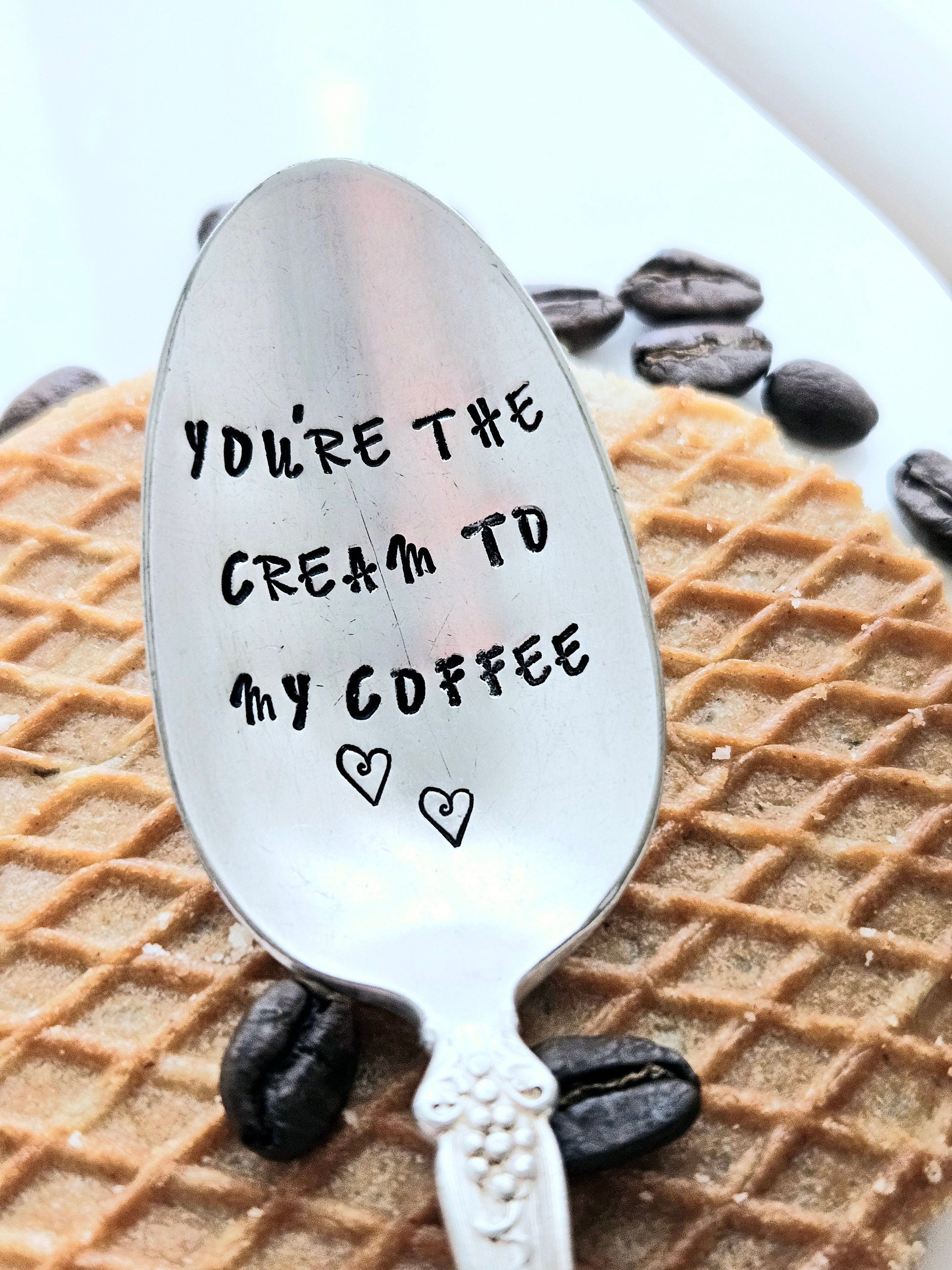 youre the cream to my coffee,cute coffee spoon,coffee spoon for husband,coffee spoon for wife,coffee spoon for girlfriend,coffee spoon for boyfriend,vintage coffee spoon,silver teaspoon