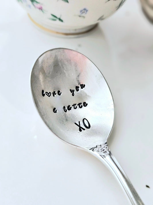 love you a latte,latte spoon,vintage spoon,coffee gift,tea gift,gift for girlfriend,gift for fiance,anniversary gift,coffee lover gift