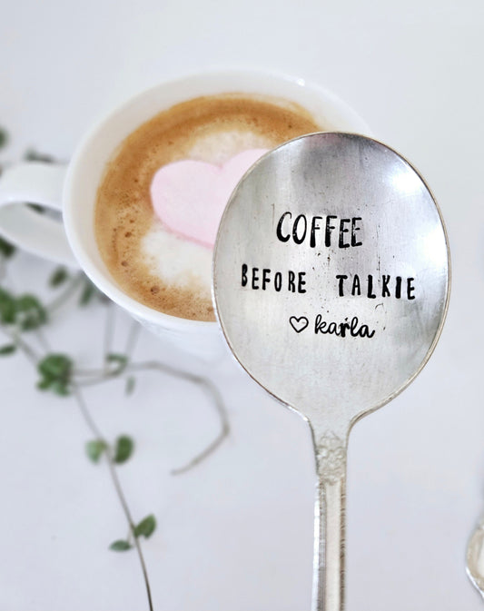 Coffee Before Talkie Silver Plated Vintage Spoon,Coffee Spoon,Personalized Gift,Gift for Wife,Gift for Husband, Best Friend