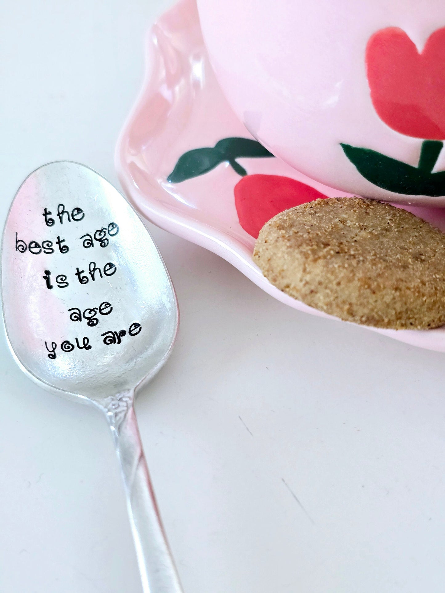 Handstamped Vintage Silver Plated Teaspoon, birthday spoon, gift for friend, gift for father, gift for mother,birthday gift,birthday spoon