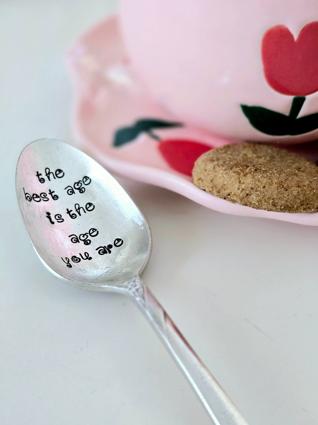 Handstamped Vintage Silver Plated Teaspoon, birthday spoon, gift for friend, gift for father, gift for mother,birthday gift,birthday spoon