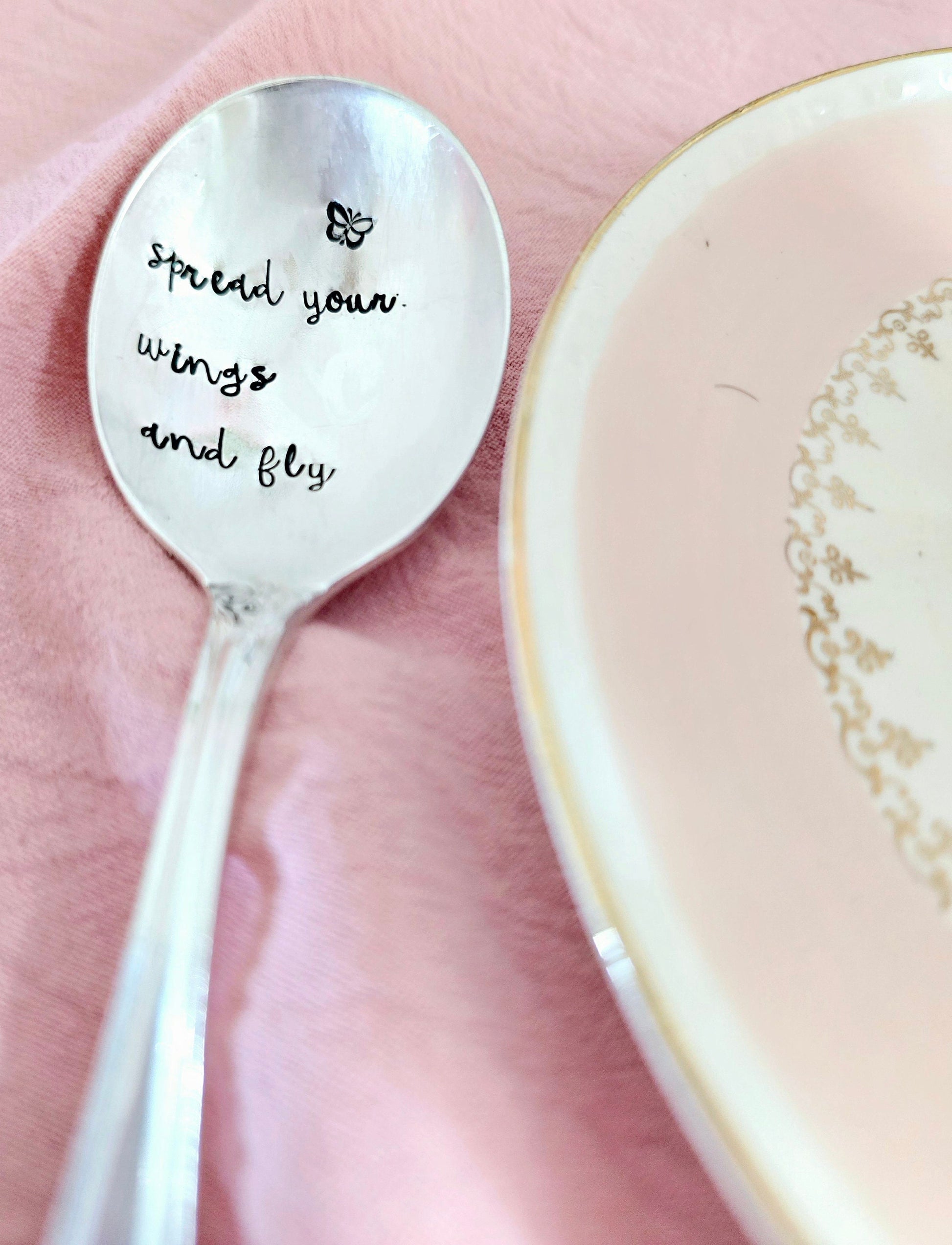 Spread Your Wings And Fly Silver Plated Vintage Spoon,Coffee Spoon,Personalized Gift,Gift for Wife,Gift for Husband, Best Friend