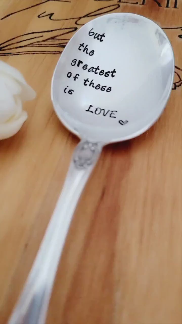 Vintage Silver Plated Spoon,But The Greatest Of These Is LOVE