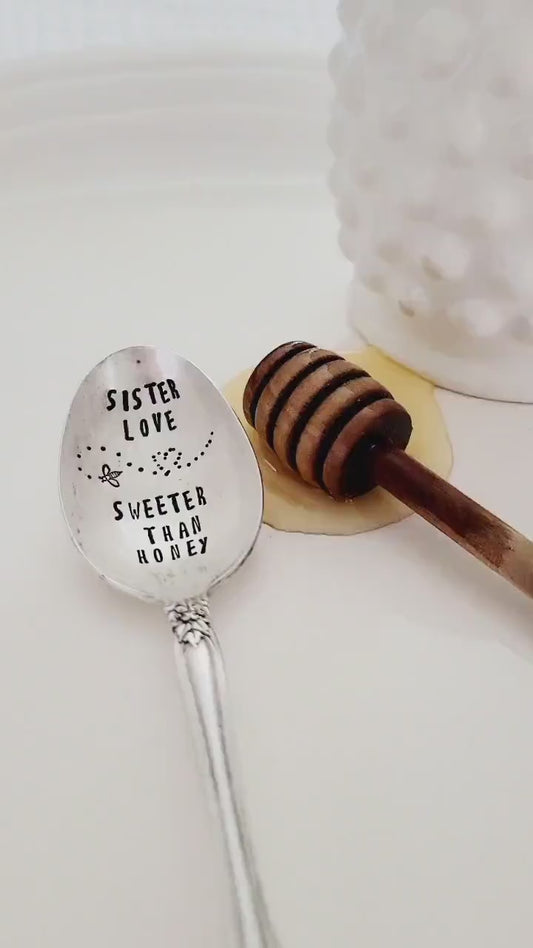 Vintage Silver Plated Soup Size Spoon,sister love,sweeter than honey,Gift for sister,gift for best friend,birthday gift for daughter