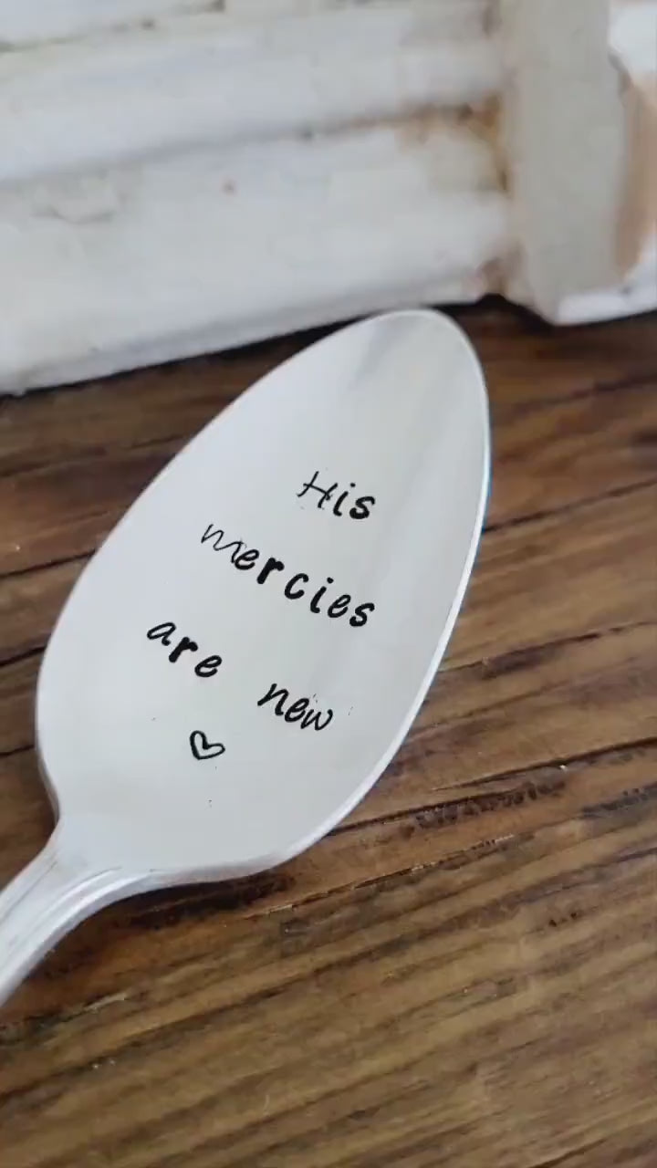 His Mercies Are New Silver Plated Vintage Teaspoon, Personalized Gift,Vintage Spoon,Gift for Father,gift for mom