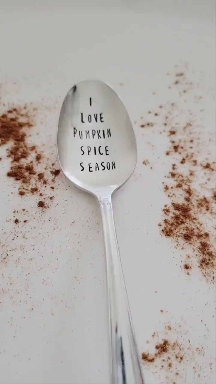 I Love Pumpkin Spice Season Vintage Silver Plated Teaspoon,custom gift for coffee lover,coffee spoon,everyday spoon,gift for wife,birthday