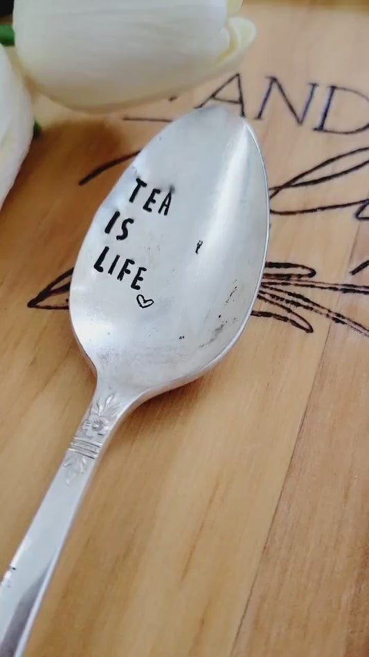 Vintage Silver Plated Spoon,Vintage Teaspoon,Tea is life,tea lover gift,tea,teaspoon,tea gift,vintage spoon,vintage teaspoon,teacup