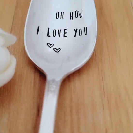 Honey, Oh How I Love You Vintage Silver Plated Teaspoon, birthday gift for girlfriend, birthday gift for boyfriend, gift for wife,love