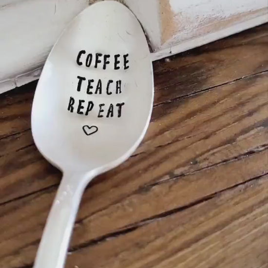 Coffee Teach Repeat Vintage Silver Plated Teaspoon,Coffee spoon for teacher,gift for teacher,gift for educator,end of the year