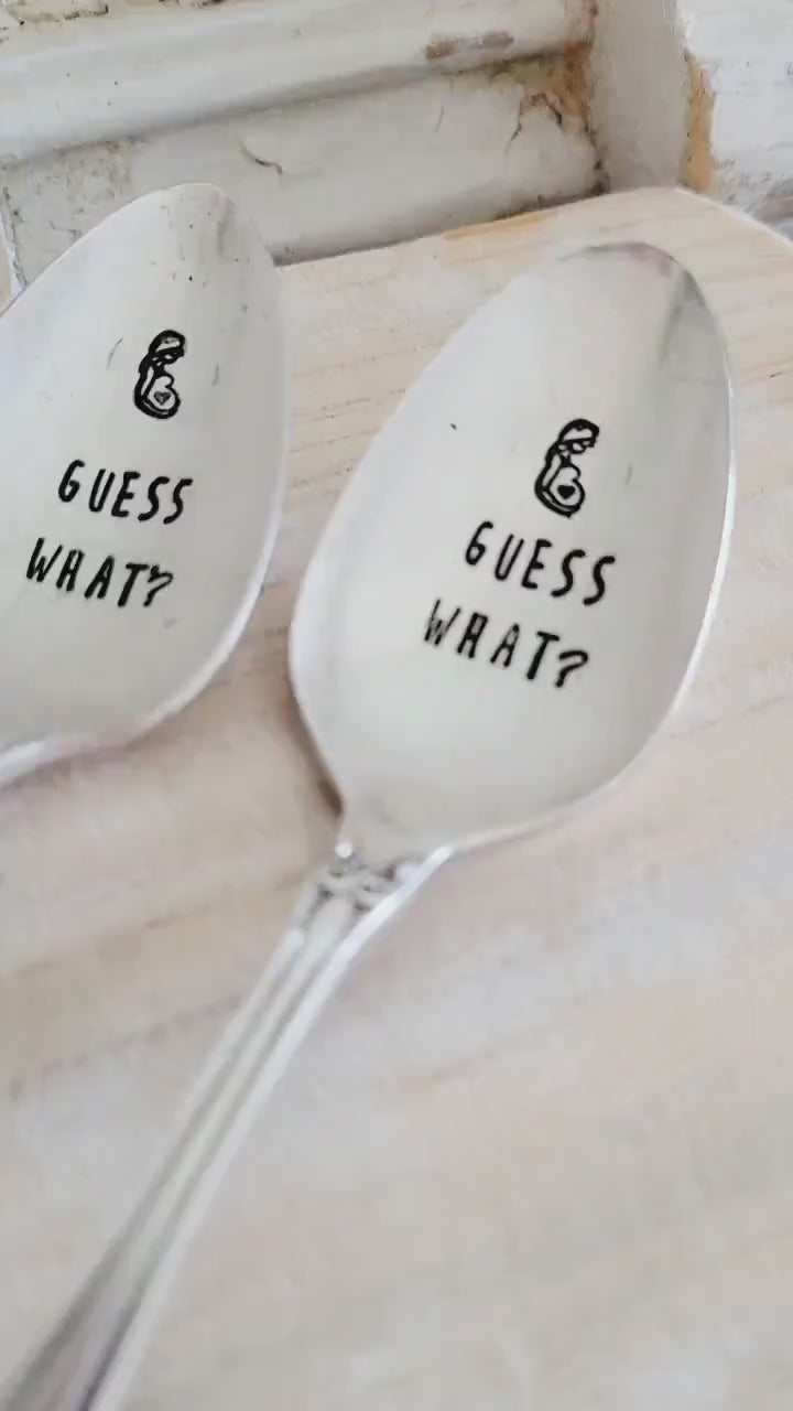 Pregnancy Announcement,Vintage Silver Plated Spoon,we're pregnant,unique pregnancy announcement,pregnancy announcement idea