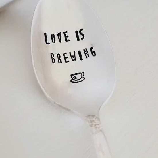 Love Is Brewing Silver Plated Teaspoon,Vintage Spoon,Vintage Gift,gift for tea lover,gift for coffee lover,tea drinker,gift for grandmother