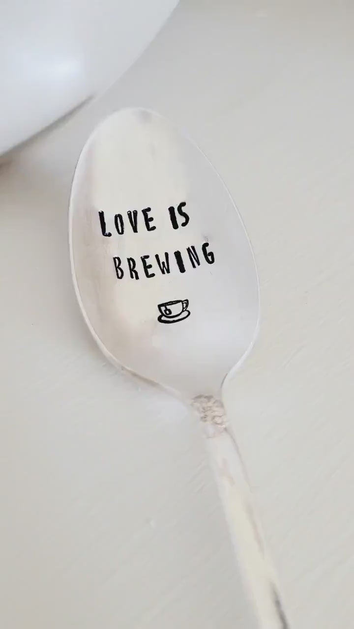 Love Is Brewing Silver Plated Teaspoon,Vintage Spoon,Vintage Gift,gift for tea lover,gift for coffee lover,tea drinker,gift for grandmother