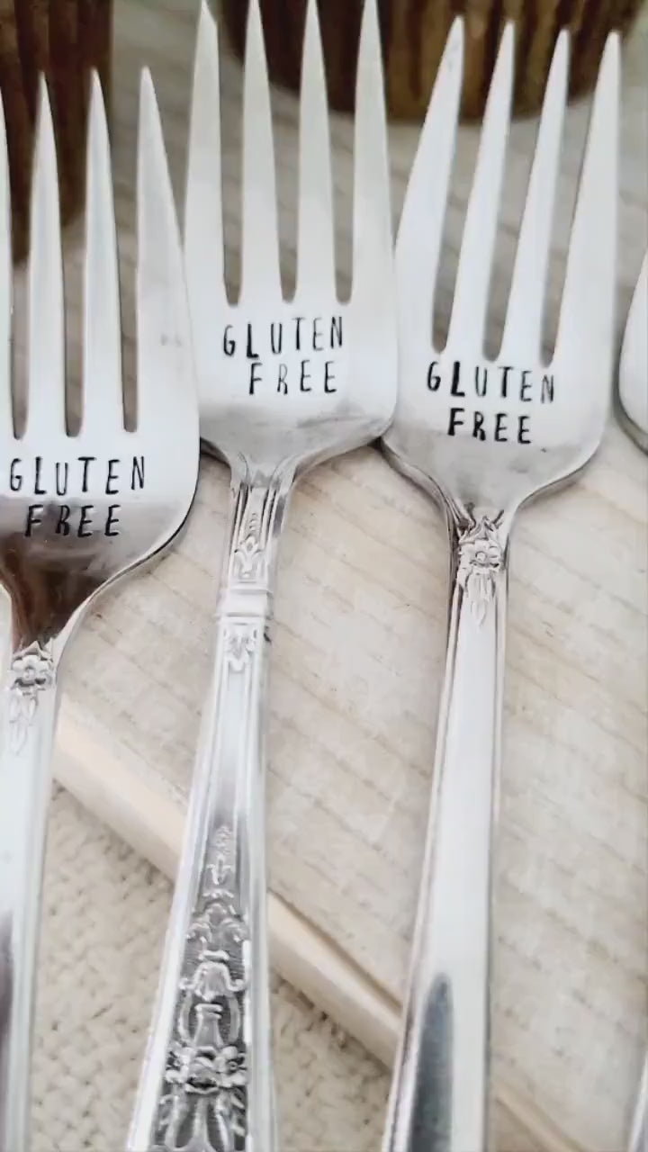 Gluten Free Fork,Vintage Silver Plated Fork,Meaningful gift for gluten free,cheer up gift for gluten free,personalized gluten free fork