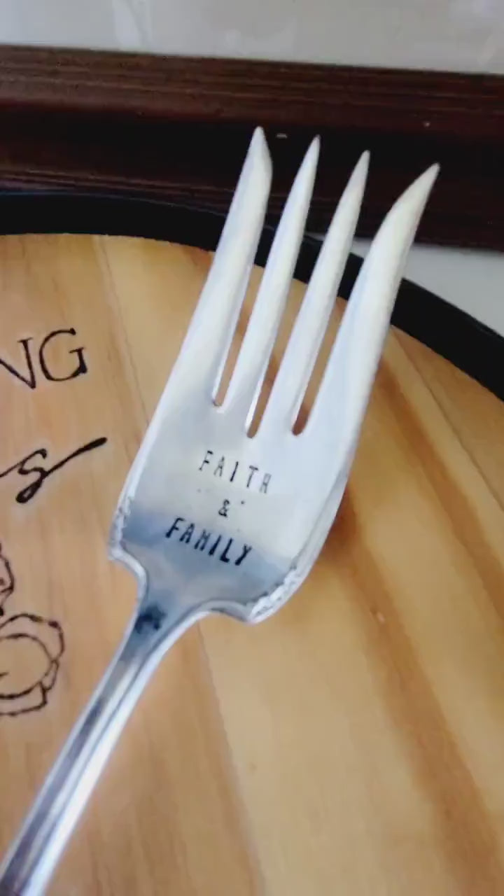 Vintage Serving Fork,Silver Plated Stamped Fork,Gift for hostess,hostess gift,faith and family,faith gift,faith based gift,Christian gift