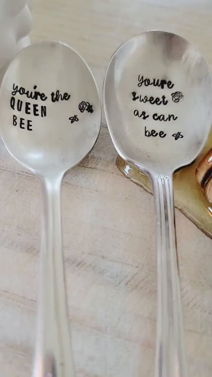 Vintage Silver Plated Spoon,You're as sweet as can bee,unique gift for friend,gift for wife,tea lover gift,tea gift,tea gift box gift,