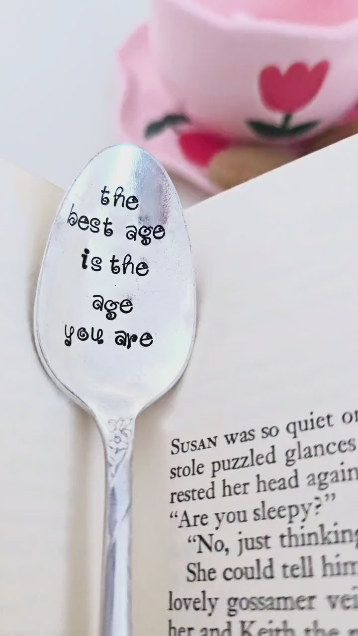 Handstamped Vintage Silver Plated Teaspoon, birthday spoon, gift for friend, gift for father, gift for mother,birthday gift,birthday spoon