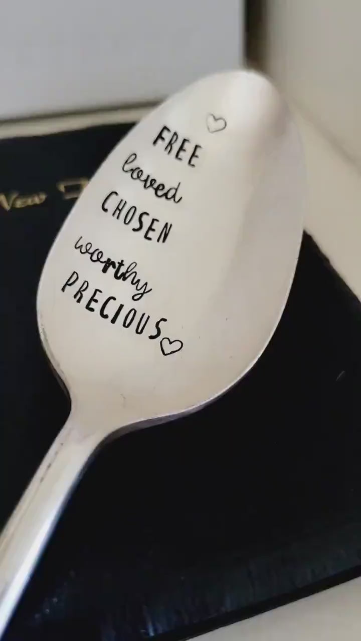 Vintage Silver Plated Spoon,Faith Based gift,gift for friend,you are loved gift,God loves you,you are chosen,you are worthy,you are precious