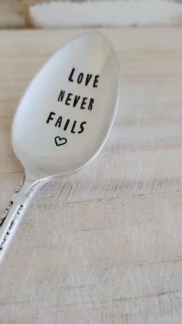 Love Never Fails Vintage Silver Plated Soup Spoon,Gift for loved one,gift for mom,gift for daughter,gift for wife,gift for grandmother