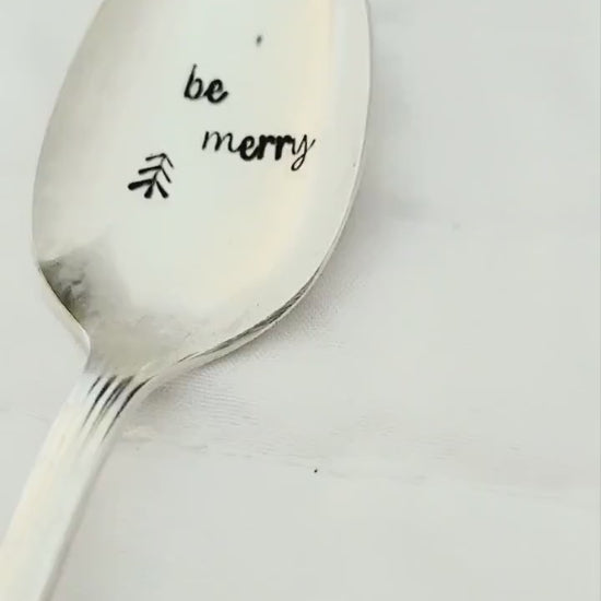 Vintage Silver Plated Teaspoon,Be Merry,vintage gift,unique gift,teacher gift,neighbor gift,gift for mom,gift for dad,gift for gift exchange