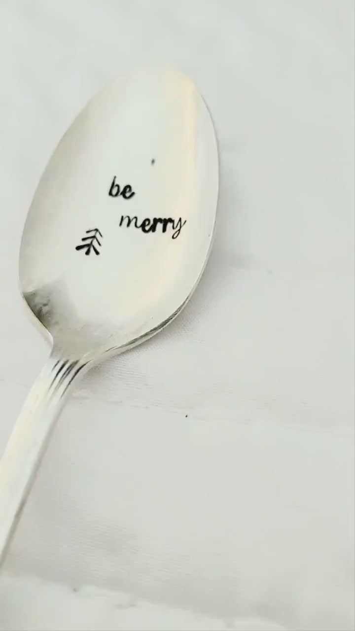 Vintage Silver Plated Teaspoon,Be Merry,vintage gift,unique gift,teacher gift,neighbor gift,gift for mom,gift for dad,gift for gift exchange