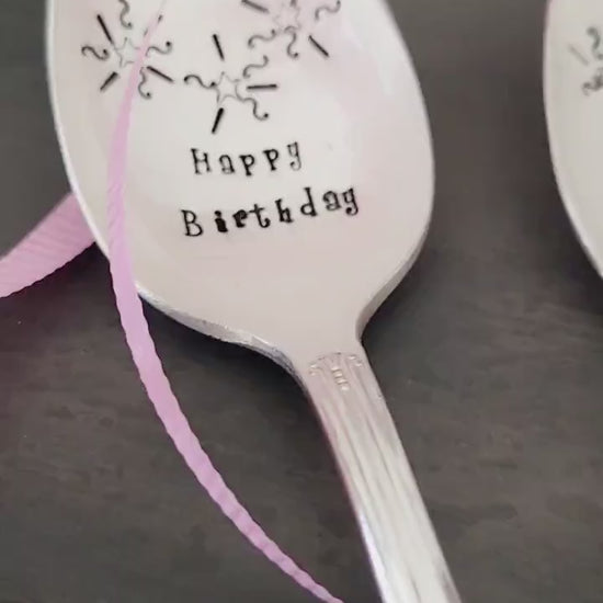 Vintage Silver Plated large soup spoon,happy birthday spoon, birthday gift, birthday basket, birthday box,ready to ship gift