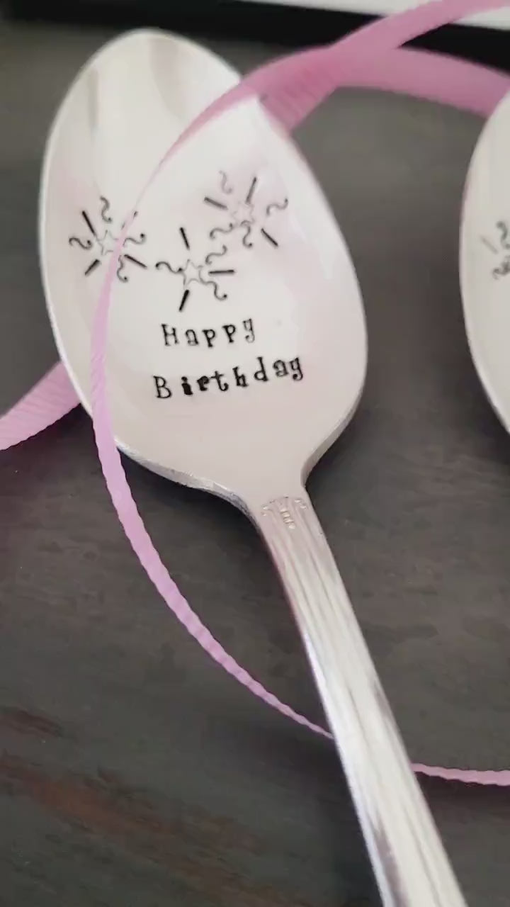 Vintage Silver Plated large soup spoon,happy birthday spoon, birthday gift, birthday basket, birthday box,ready to ship gift