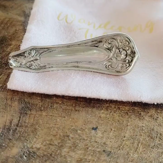 Vintage silver plated upcycled hair clip,unique gift for daughter,gift for vintage lover,gift for mom,gift for wife,hairdresser gift