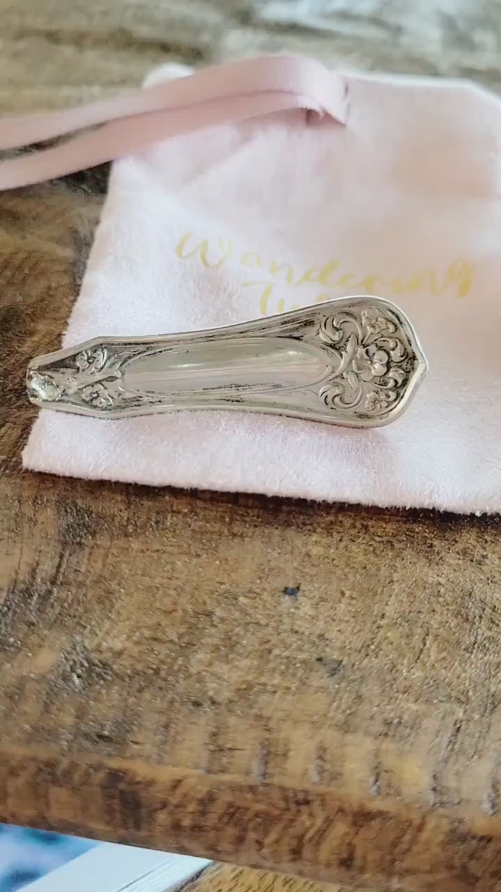 Vintage silver plated upcycled hair clip,unique gift for daughter,gift for vintage lover,gift for mom,gift for wife,hairdresser gift