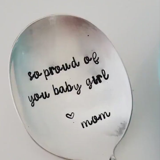 So Proud Of You Baby Girl~Mom Silver Plated Soup Spoon,Gift for daughter,gift for her, thinking of you gift,spoon for daughter,vintage gift