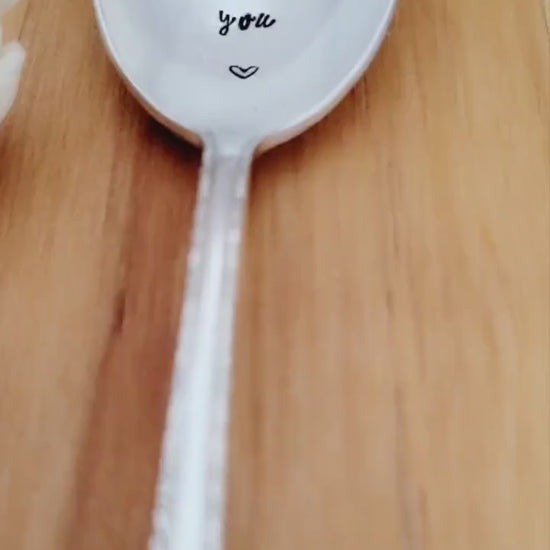 We Love You Handstamped Vintage Soup Spoon,gift for couple, gift for wedding,gift for shower,condolence gift, gift for daughter,gift for son