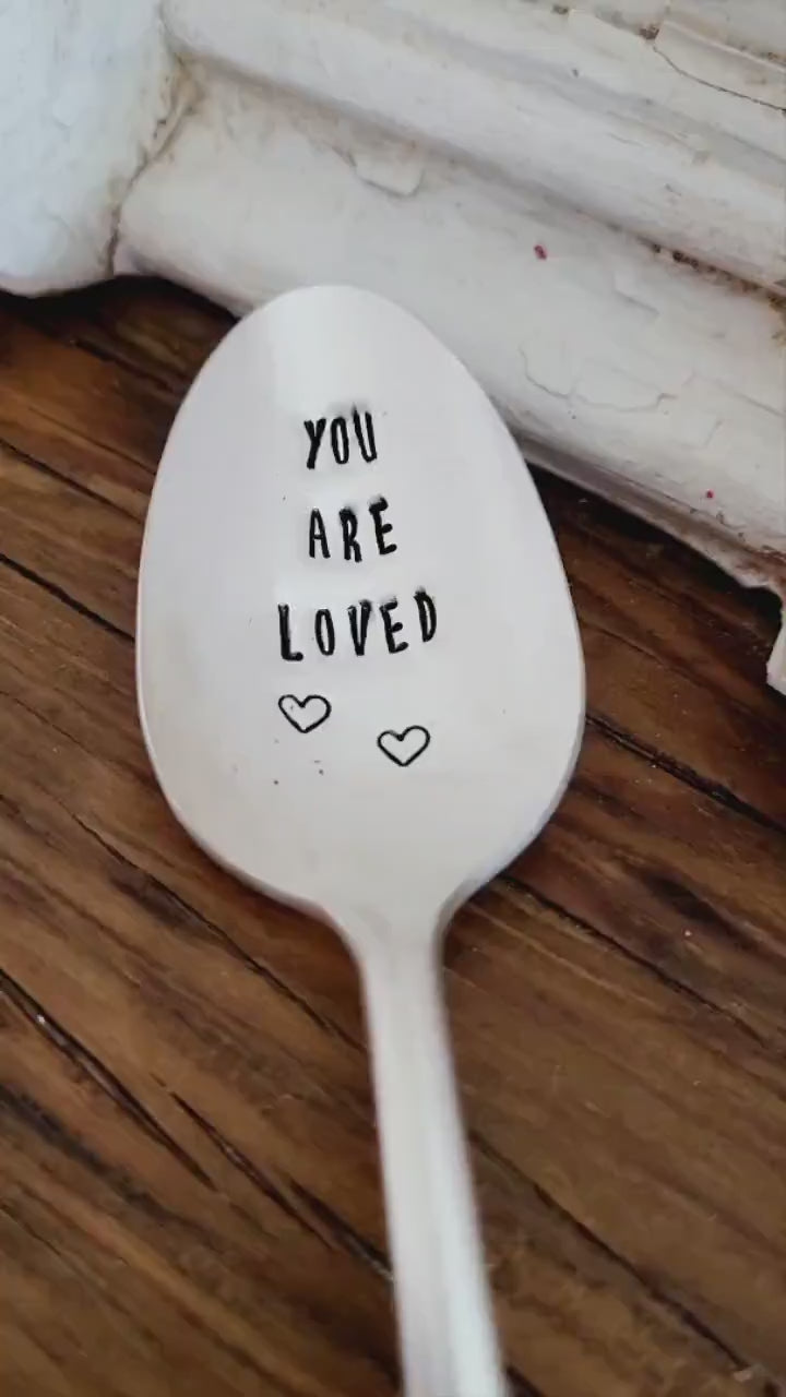 You Are Loved Vintage Silver Plated Teaspoon, Coffee Spoon, Custom Spoon, Personalized Gift, Teenager, Husband, Wife, Girlfriend, Boyfriend