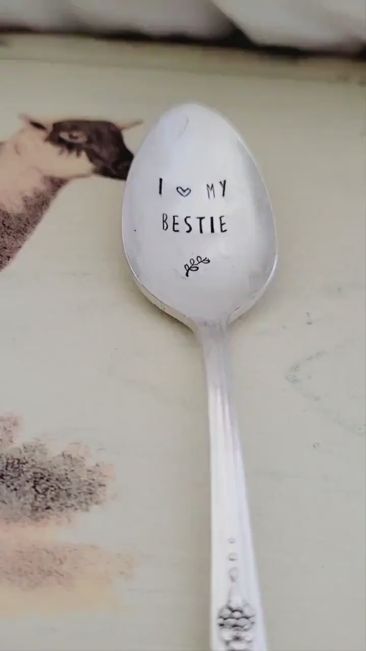 I Love My Bestie, Silver Plated Vintage Teaspoon, Best Friend Gift, Boyfriend Gift, Girlfriend Gift, Birthday Gift, Personalized Gift