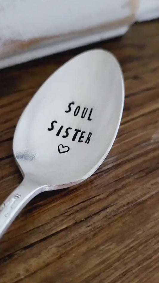 Soul Sister Vintage Silver Plated Teaspoon,Gift for Best Friend, gift for sister,gift for church friend,faith based spoon,spoon for her