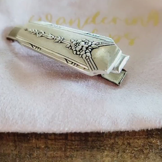 Vintage silver plated upcycled hair clip,unique gift for daughter,gift for vintage lover,gift for mom,gift for wife,gift for daughter