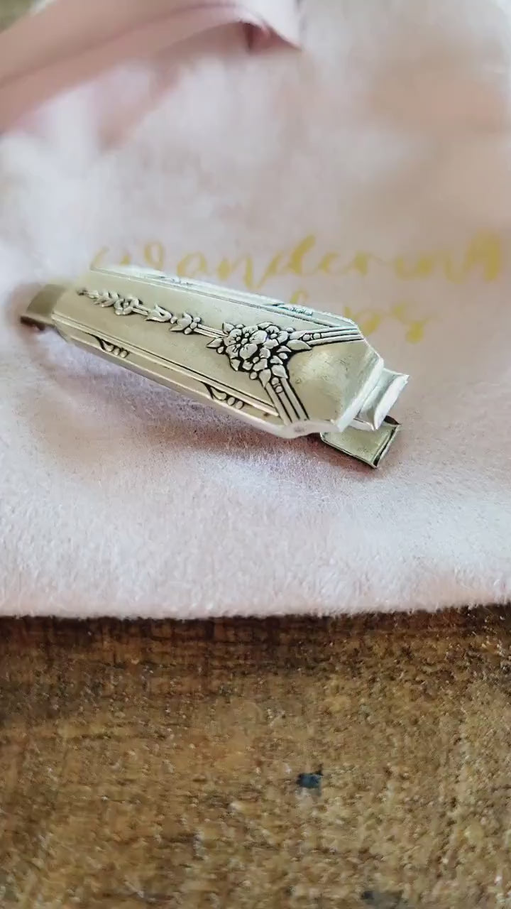 Vintage silver plated upcycled hair clip,unique gift for daughter,gift for vintage lover,gift for mom,gift for wife,gift for daughter