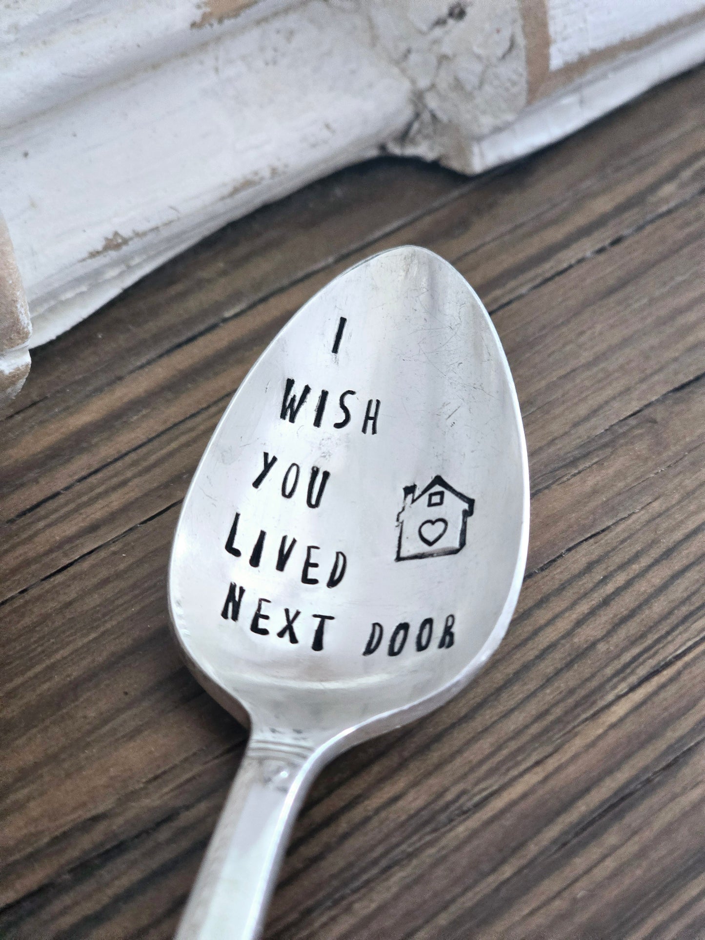 I Wish You Lived Next Door - Vintage Personalized Stamped Spoon | Wandering Tulips